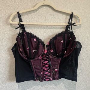 Enchanted Custom‎ Corset Top Lace Floral Size 42D Whimisgoth Boho Romantic